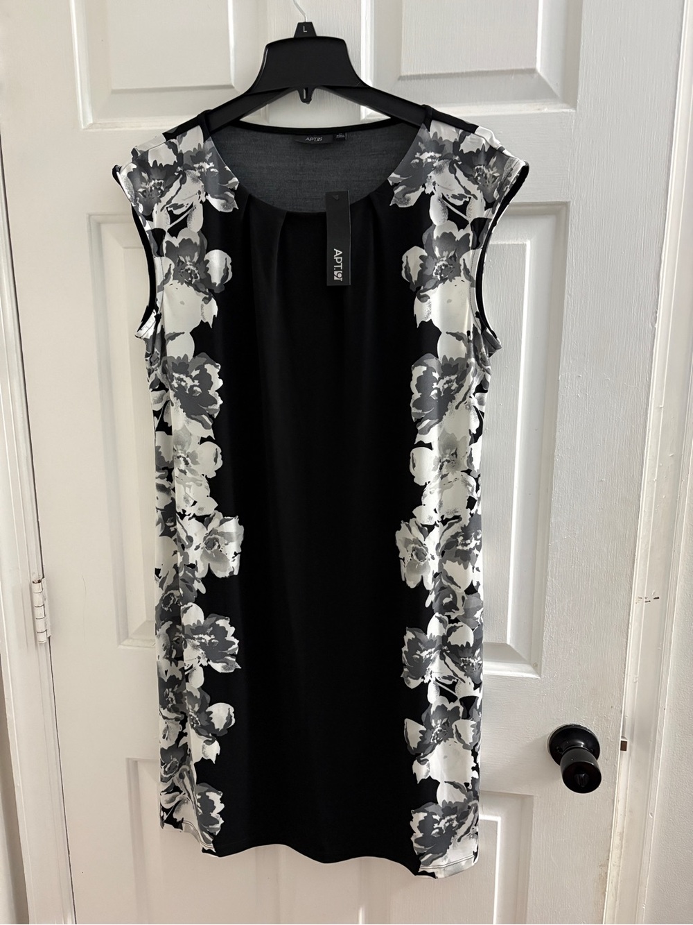 Apt. 9 Black Dress with Gray & White Floral Panels